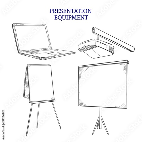 Business Presentation Sketch Elements Set