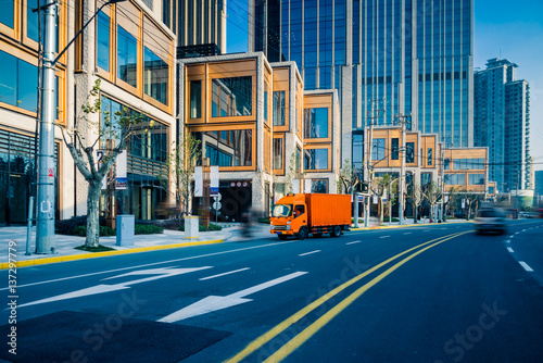 Canvas Print modern  asphalt road through Shanghai,China.