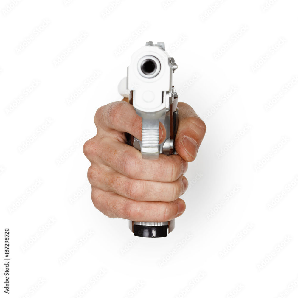 Hand aiming a pistol Hand aiming a pistol