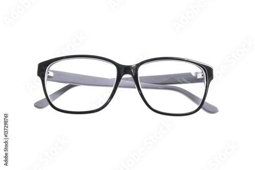 black glasses isolated on white background. spectacles old used