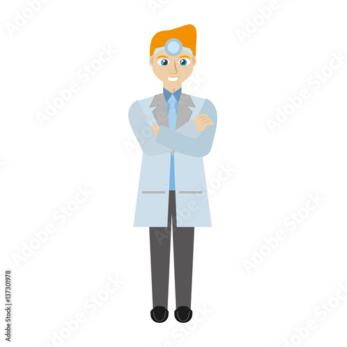 blond doctor man wearing head mirror vector illustration eps 10