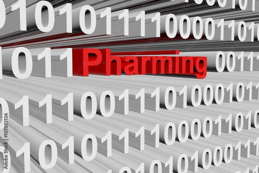 pharming in the form of binary code, 3D illustration