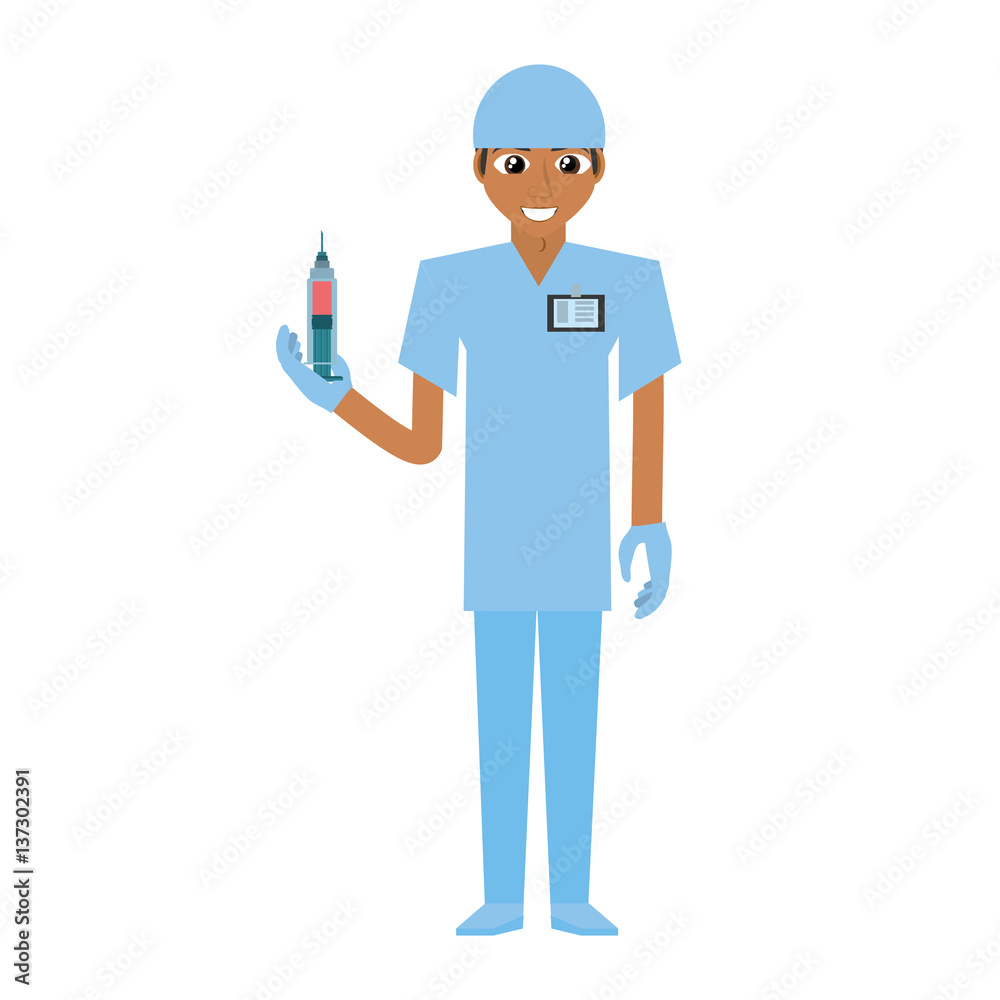 nurse male suit gloves and syringe vector illustration eps 10 nurse male suit gloves and syringe vector illustration eps 10