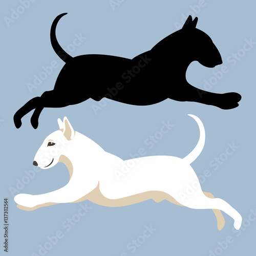 bull terrier vector illustration style Flat black silhouette