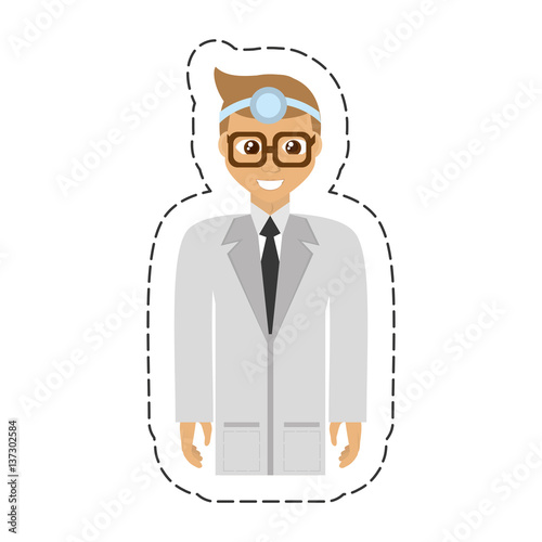 cartoon doctor wearing head mirror with glasses vector illustration eps 10