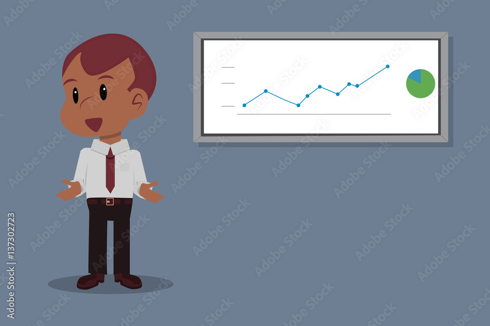 Employee shows graphs on the rise in business meeting Employee shows graphs on the rise in business meeting