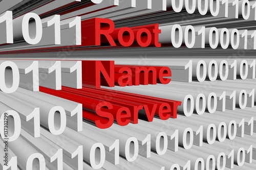 root name server as binary code 3D illustration photo