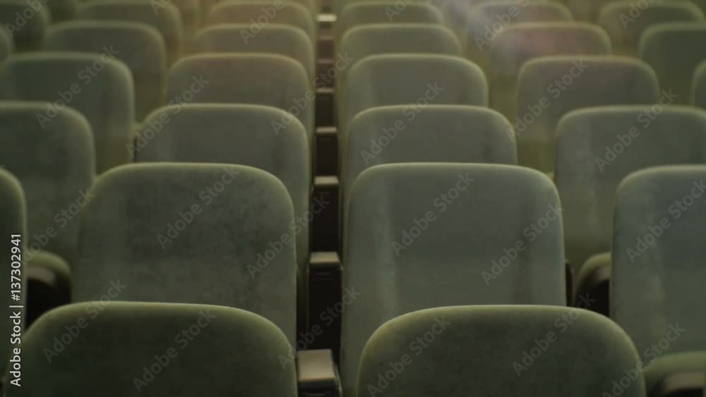 Closeup Front Row Empty Chair in Cinema Hall Closeup Front Row Empty Chair in Cinema Hall