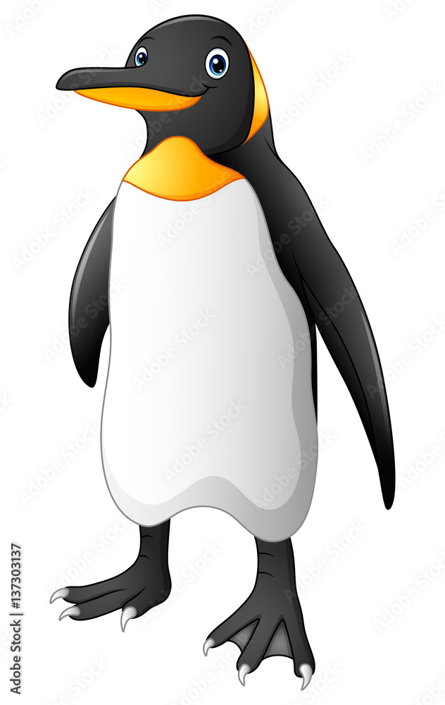 Obraz premium Cartoon funny emperor penguin standing
