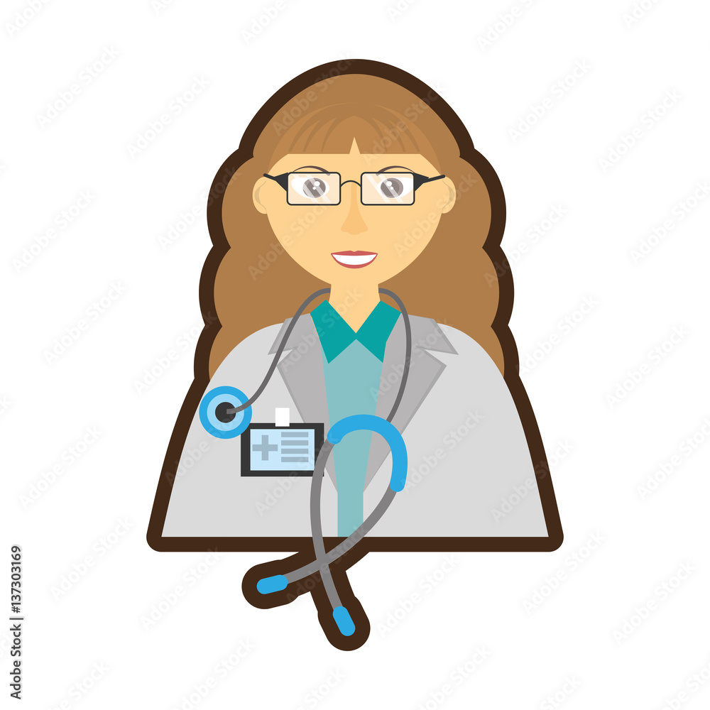 doctor woman with glasses stethoscope and id card vector illustration eps 10 doctor woman with glasses stethoscope and id card vector illustration eps 10
