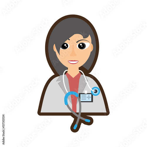 doctor woman stethoscope and id card vector illustration eps 10