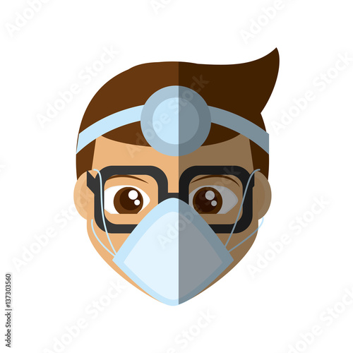 doctor mask medical head mirror vector illustration eps 10