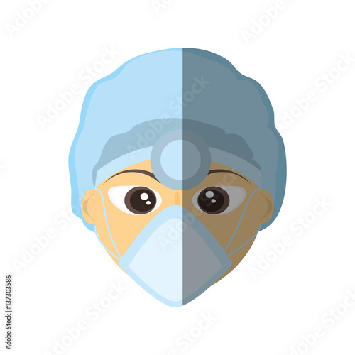 doctor female mask medical head mirror tool vector illustration eps 10