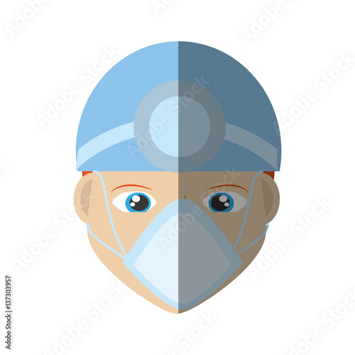 face doctor mask medical and head mirror vector illustration eps 10