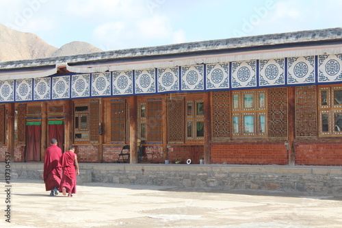 Tibet Tibetan Labrang Monastery China Gansu Xiahe Monks Wooden Wood Building Asia Asian Traditional Amdo photo