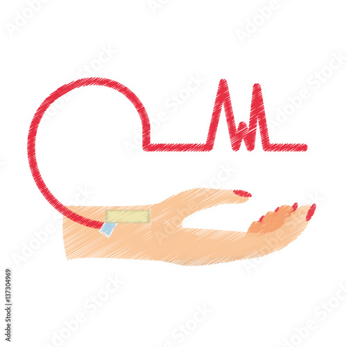 drawing hand female blood donor medical vector illustration eps 10