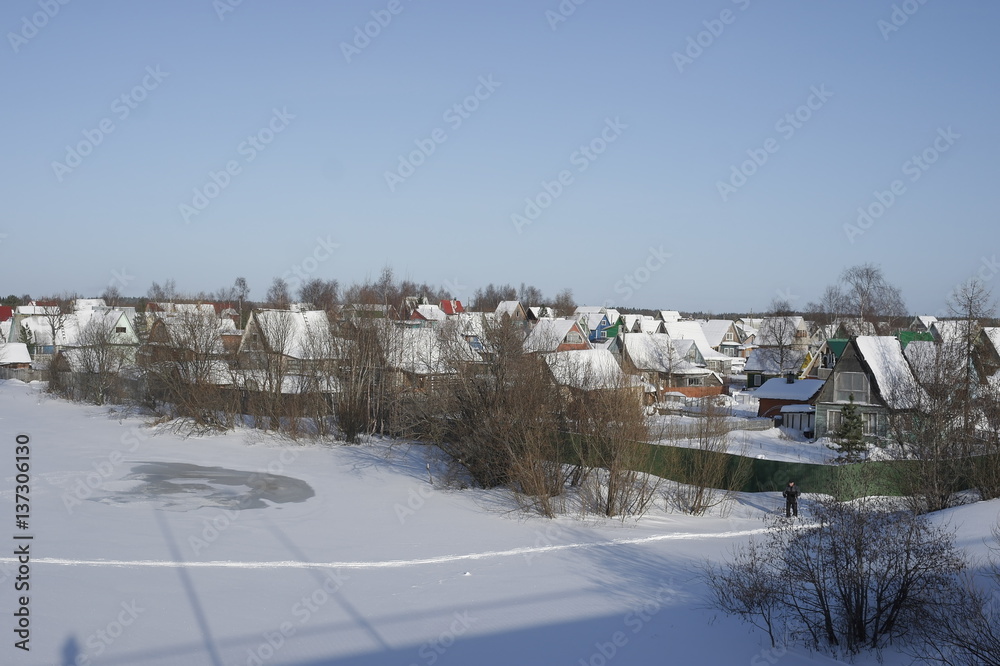 дачный посёлок зимой