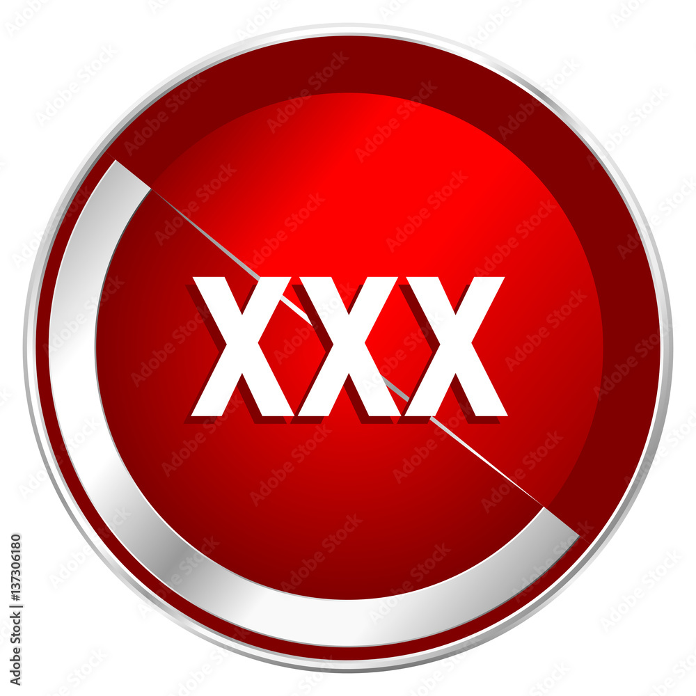 XXX red web icon. Metal shine silver chrome border round button isolated on  white background. Circle modern design abstract sign for smartphone  applications. Stock Illustration | Adobe Stock