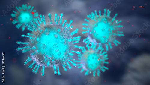 3D render medical illustration.Virus on a blue background