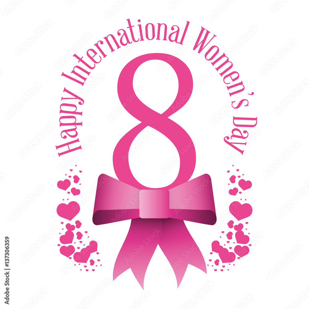 Obraz premium happy international womens day eight bow hearts vector illustration eps 10