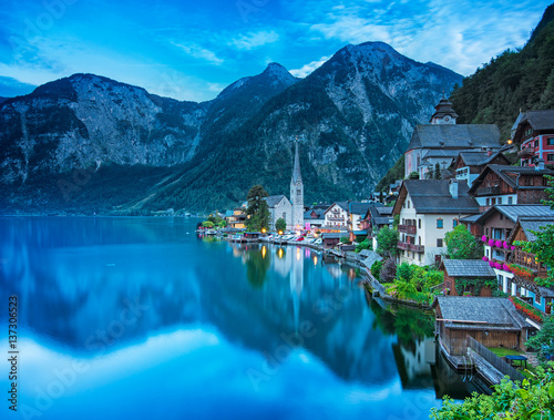 View on Hallstatt in dusk