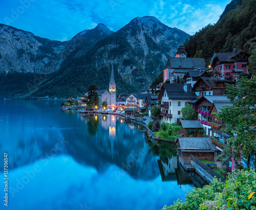 View on Hallstatt in dusk