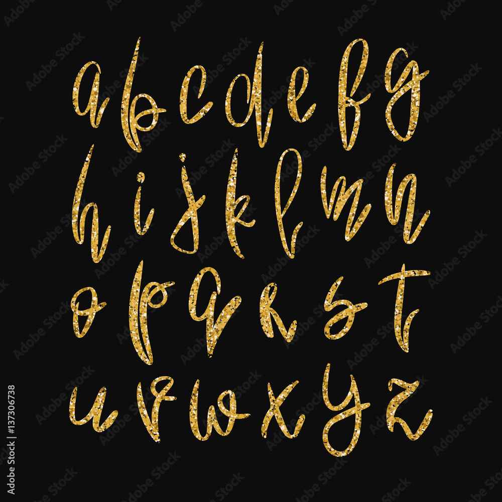 Vector golden lowercase alphabet Vector golden lowercase alphabet