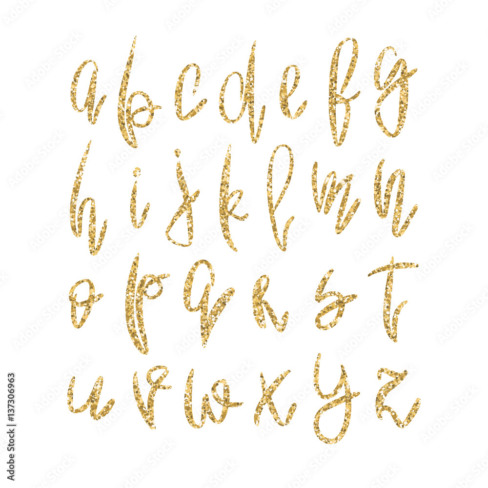 Vector golden lowercase alphabet Vector golden lowercase alphabet