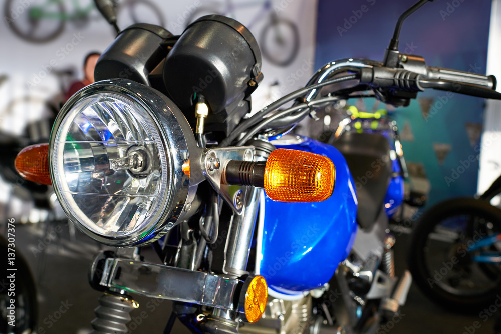 Fototapeta premium Headlight of road motorcycle