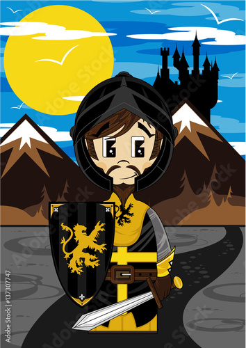 Cute Cartoon Medieval Black Knight