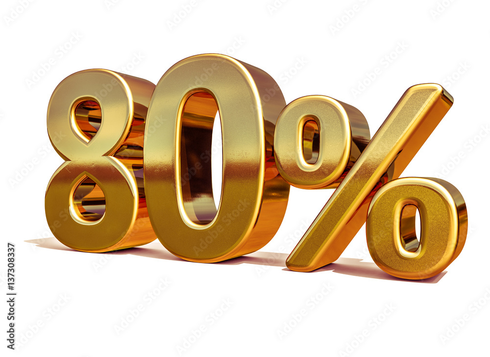 3d Gold 80 Eighty Percent Discount Sign 3d Gold 80 Eighty Percent Discount Sign