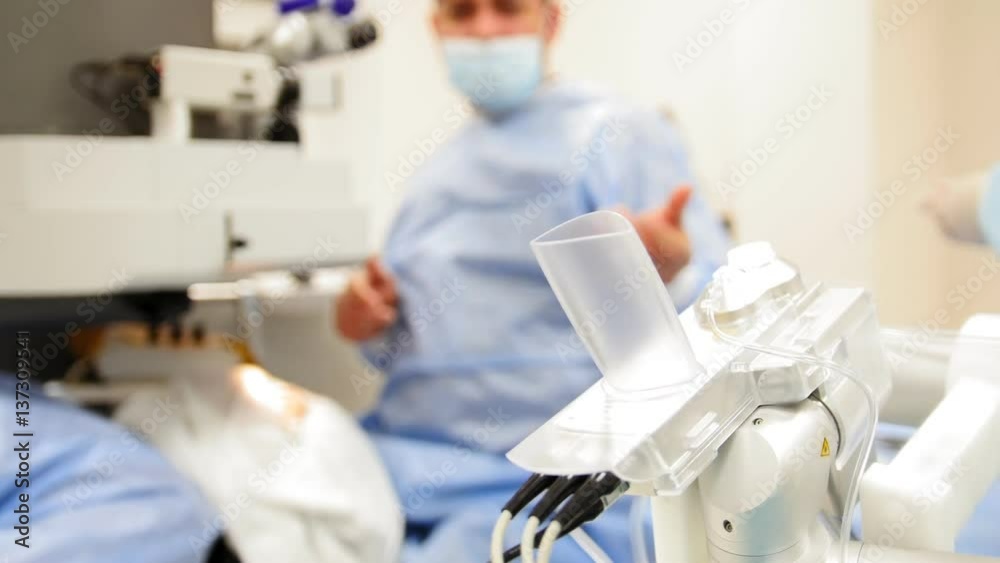 Surgical operations on the human eye - high technology health care equipment