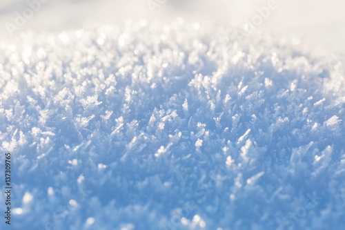 Snow crystals in big close up