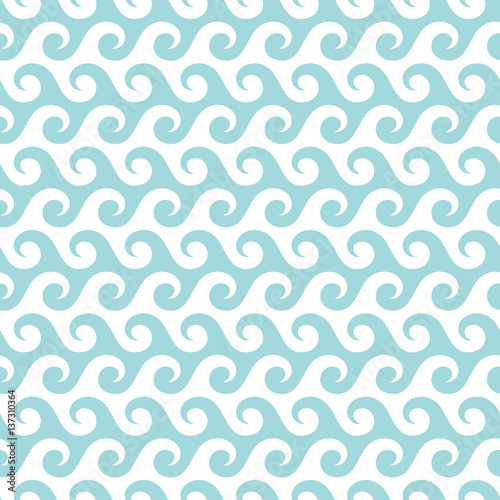 Retro Seamless Pattern Waves Turquoise
