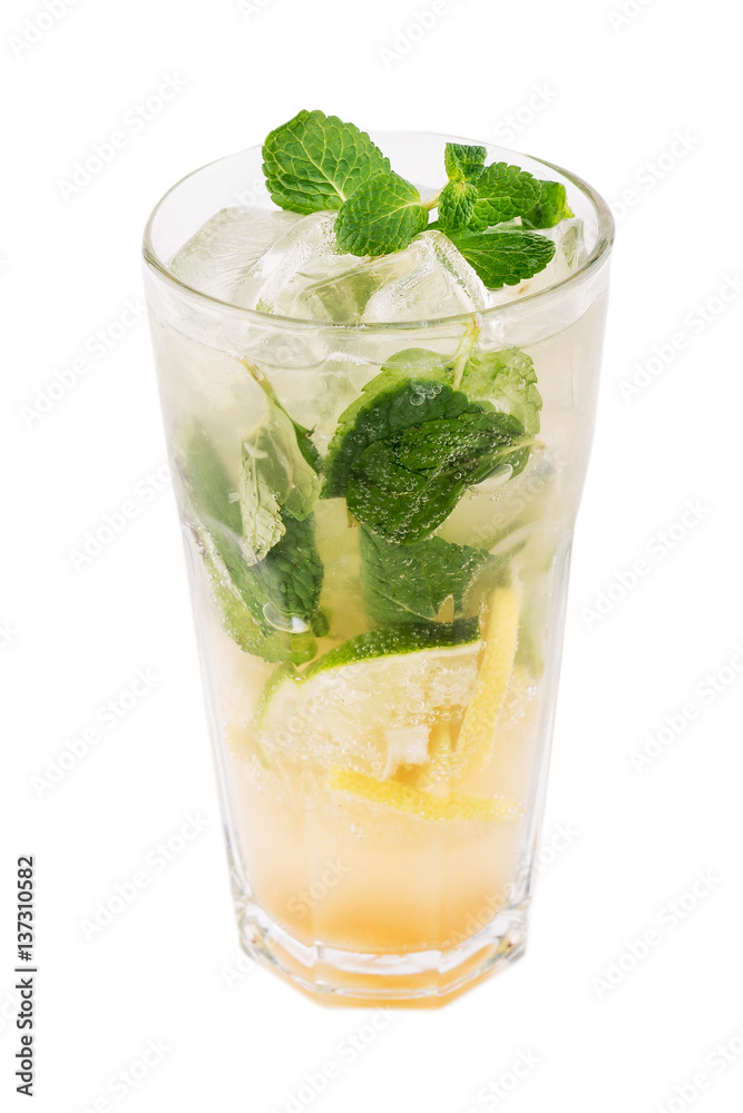 Mojito cocktail with lime and mint Mojito cocktail with lime and mint