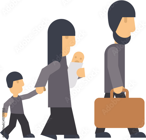 Illustration Familie Flüchtlinge
