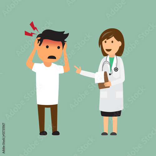 Patient and doctor health concept. vector illustration.