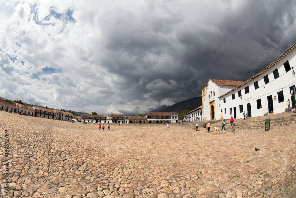 Storm clouds over the central plaza of Villa de Leyva, Colombia. Storm clouds over the central plaza of Villa de Leyva, Colombia.