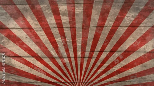 Circus/freakshow vintage striped wooden background. Seamless loop, with flashing vignette. Red and white, 4K, 60fps