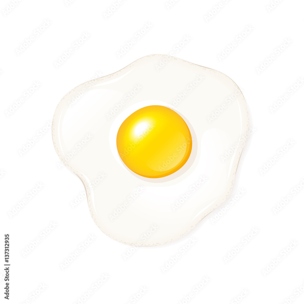 Delicious shiny fried egg vector icon on white background Delicious shiny fried egg vector icon on white background