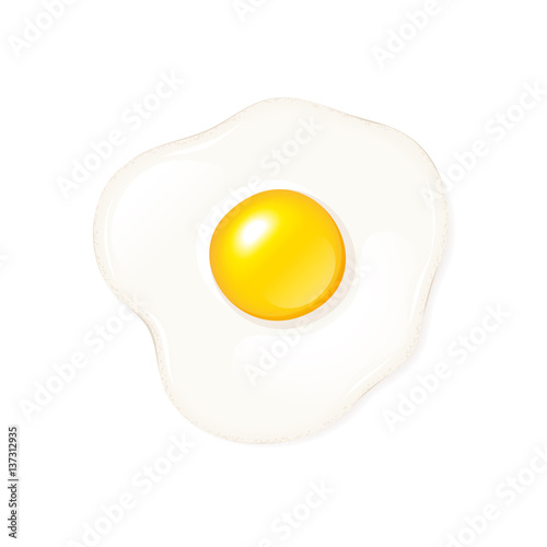Delicious shiny fried egg vector icon on white background