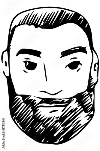 vector sketch of the face of an adult male with a beard