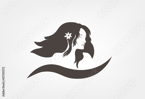 Logo for beauty salon with female face silhouette