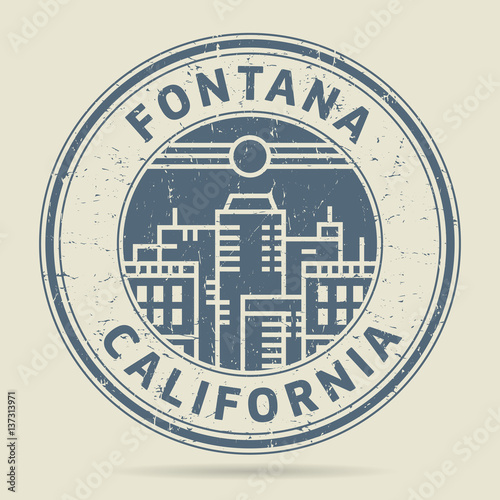 Grunge rubber stamp or label with text Fontana, California
