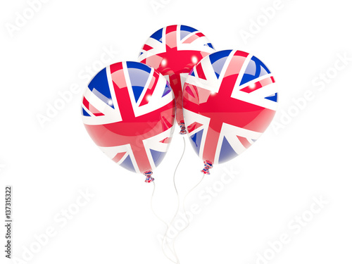 Three balloons with flag of united kingdom