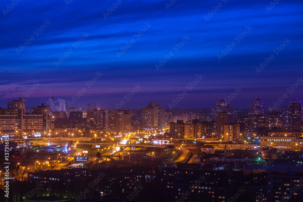 night city, aerial view