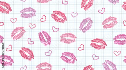 Tapety wzór z ustami ślady i serca