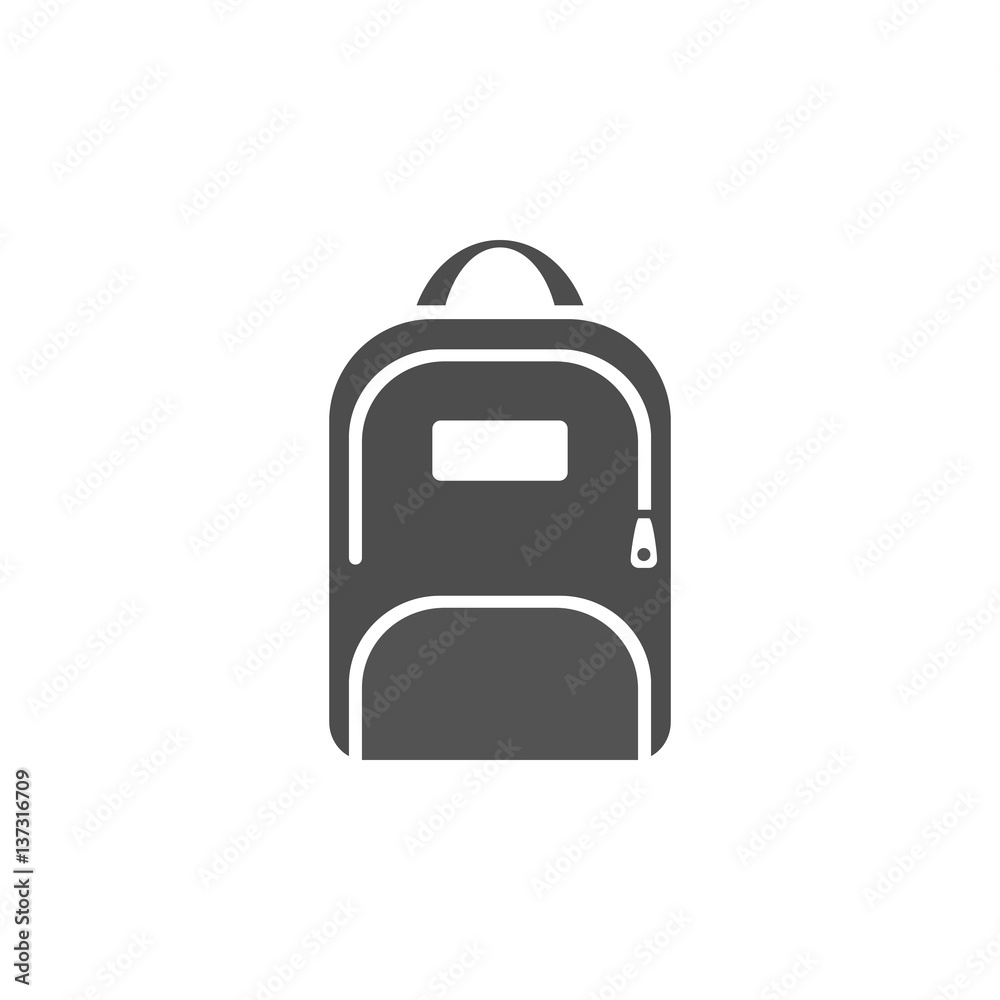 Dark backpack icon on a white background - obrazy, fototapety, plakaty 