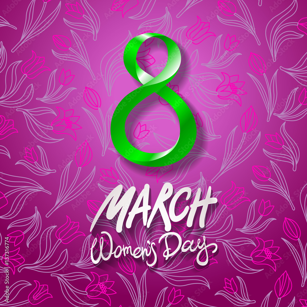 March 8 greeting card. International Womans Day. vector. pink