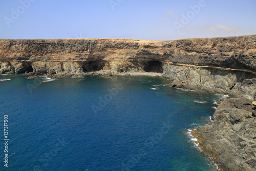 Black volcanic caves on the coast near Ajuy village, Fuerteventura